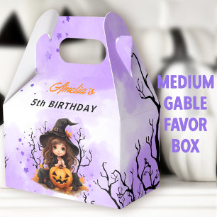 Halloween Birthday Cute Little Witch Medium Gable Favor Boxes