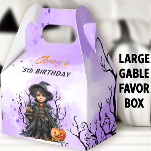 Halloween Birthday Cute Little Wizard Large Gable Favor Boxes