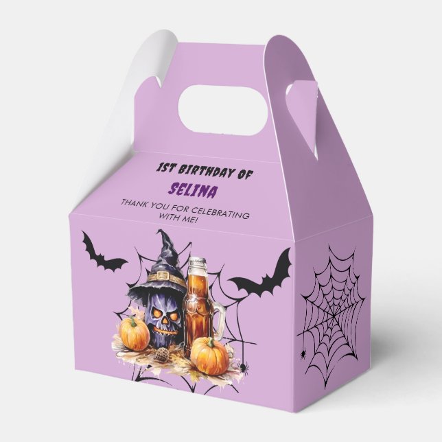 Halloween Birthday Cute Witch Party Favor Box (Front Side)