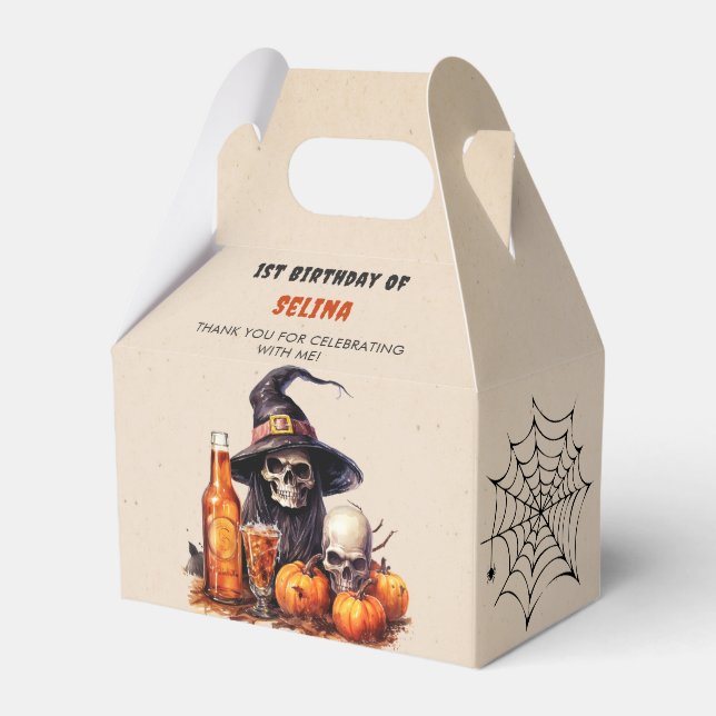 Halloween Birthday Cute Witch Party Favor Box (Front Side)