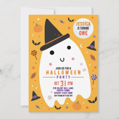 Halloween Birthday Ghost Happy Fun Invitation