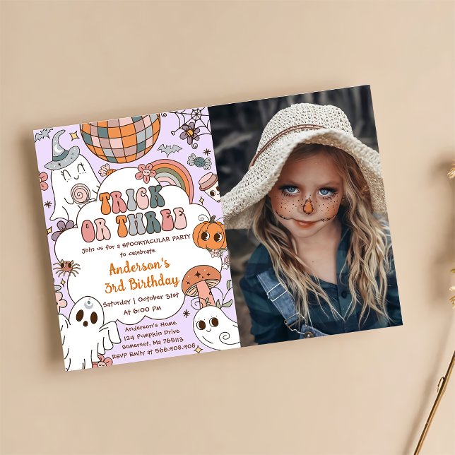 Halloween Birthday Ghouls Three Birthday Party  Invitation (Creator Uploaded)