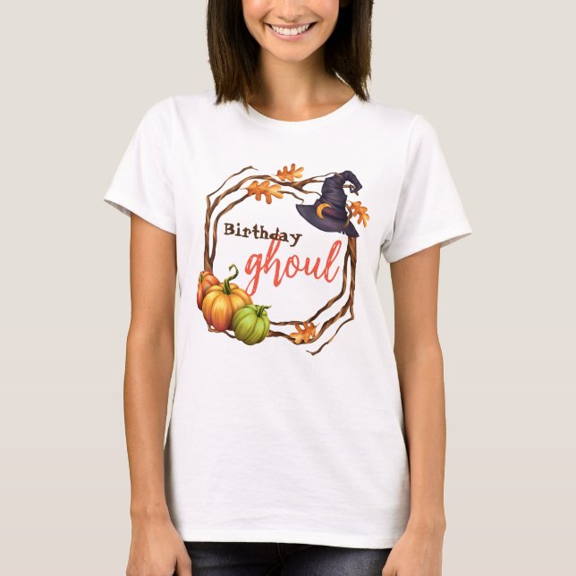 Halloween Birthday Girl Fall Tshirt Customizable (Front)