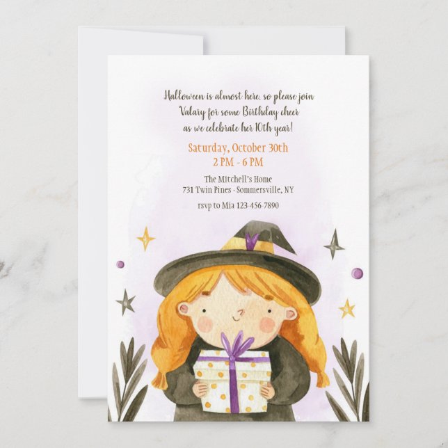 Halloween Birthday Girl Invitation (Front)