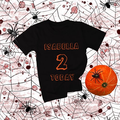 Halloween Birthday Girls Name Orange Black Baby T_Shirt