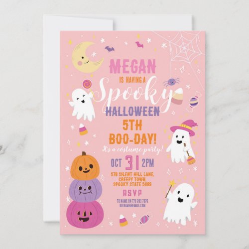 Halloween Birthday Girls Party Ghosts Pumpkin Invitation