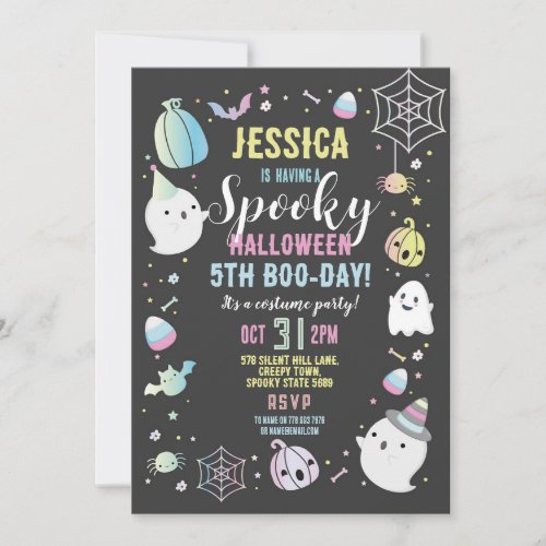 Halloween Birthday Girls Party Ghosts Pumpkin Invitation