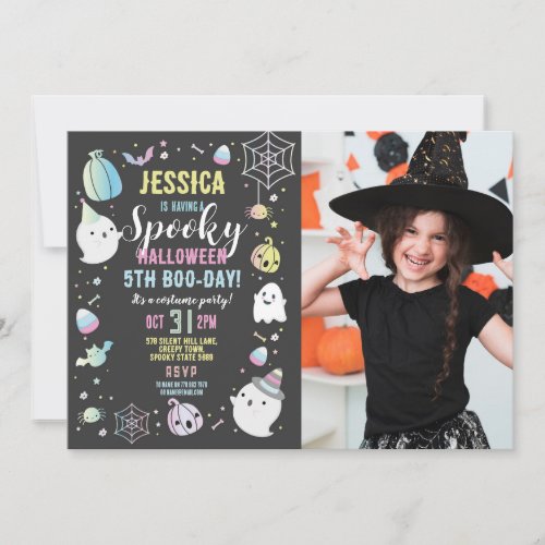 Halloween Birthday Girls Party Photo Pumpkin Invitation