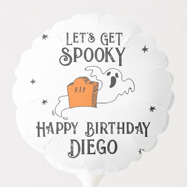 Halloween Birthday Gothic Typography Doodles Name Balloon (Back)