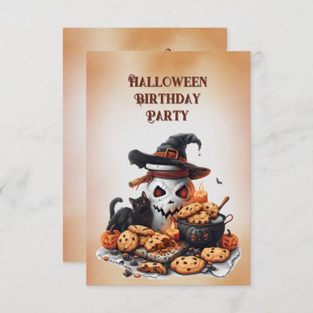 Halloween Birthday Invitation 8 Year Old (Front/Back)