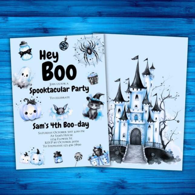 Halloween Birthday Invitation Boys Hey Boo Spooky (Creator Uploaded)