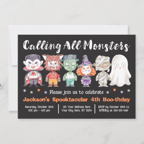 Halloween Birthday Invitation Calling All Monsters