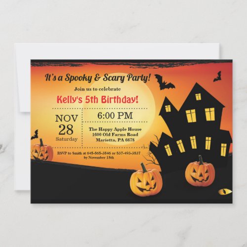 Halloween Birthday Invitation Costume Party