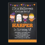 Halloween birthday Invitation, Costume party Invitation<br><div class="desc">Cute and original Halloween birthday party invitations with chalkboard background!
All the text is editable. You get front and backside design.</div>