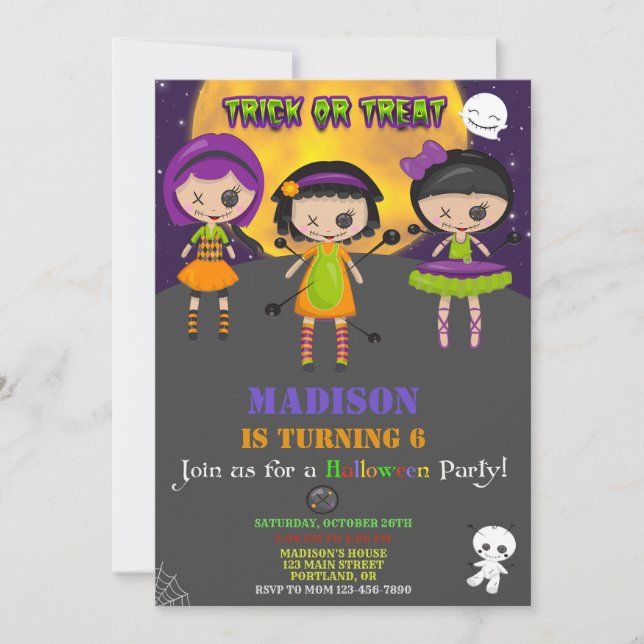 Halloween birthday invitation Kids costume party (Front)