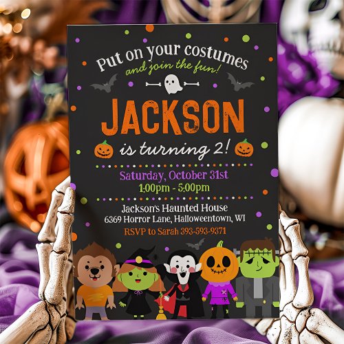 Halloween Birthday Invitation Kids Costume Party Invitation