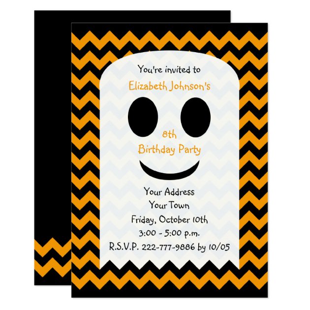 Halloween Birthday Invitation Party Ghost