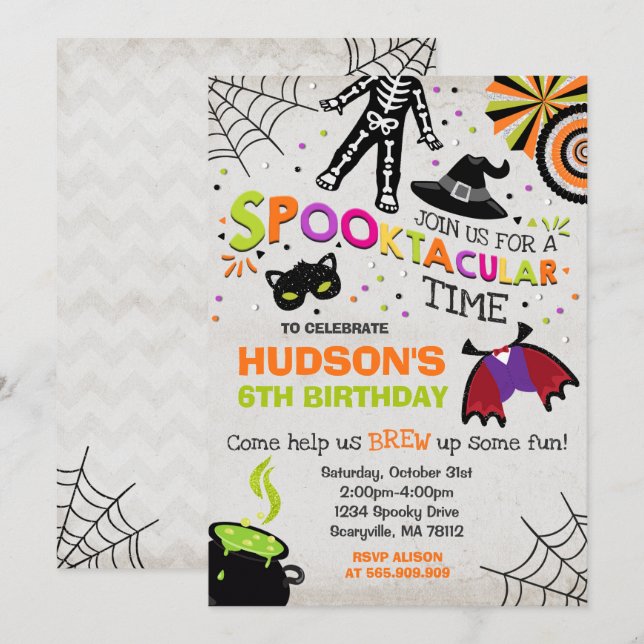 Halloween Birthday Invitation Spooktacular Party (Front/Back)