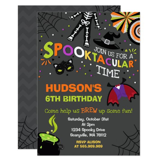 halloween birthday invitation spooktacular party zazzle com