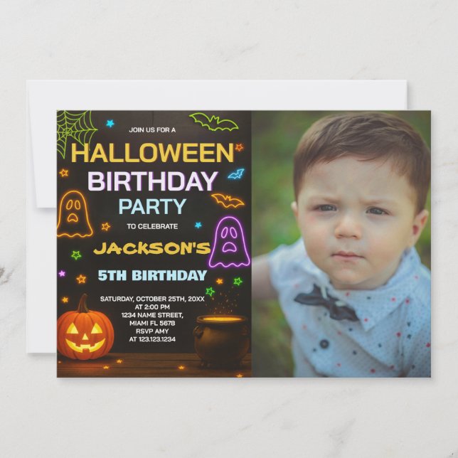 Halloween Birthday Invitation | Spooky Cute Kids (Front)