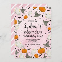 Halloween Birthday Invitation Spooky Pink