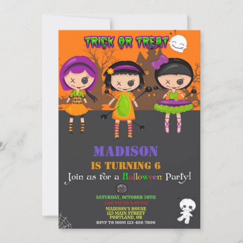 Halloween birthday invitation Voodoo dolls invite