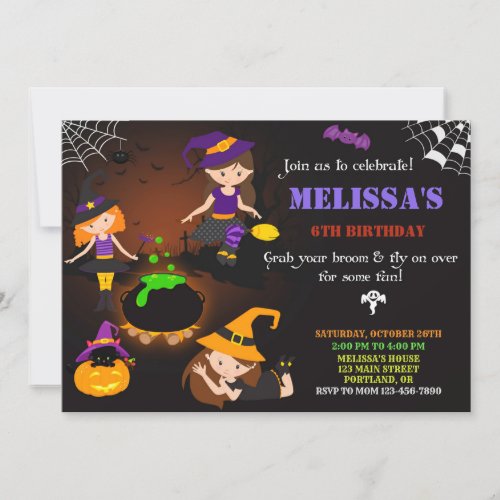 Halloween birthday invitation Witch sabbath invite