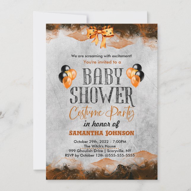 Halloween Birthday Invitation with bats (Front)