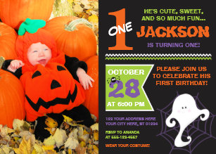 halloween birthday invitation with photo