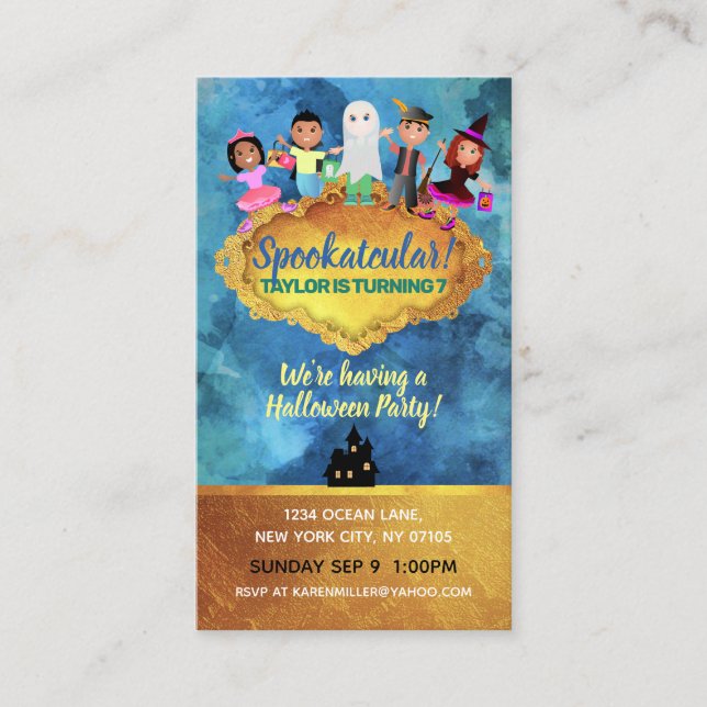 Halloween Birthday Invitations Business Cards (Front)