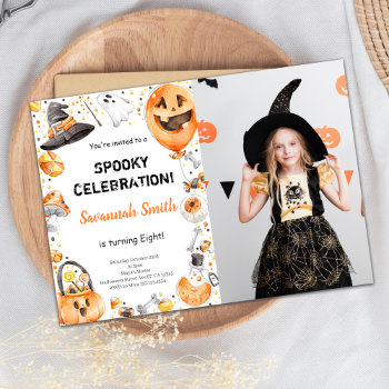 Halloween Birthday Invitations With Photo by MyKidParty at Zazzle