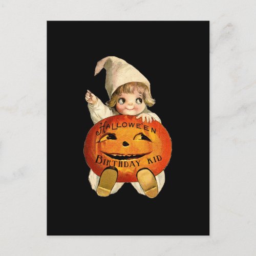 Halloween Birthday Kid with Vintage Art Postcard