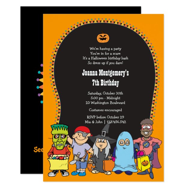 Halloween Birthday Kid's Costume Party Invitation