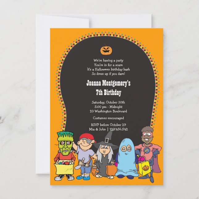 Halloween Birthday Kid's Costume Party Invitation (Front)