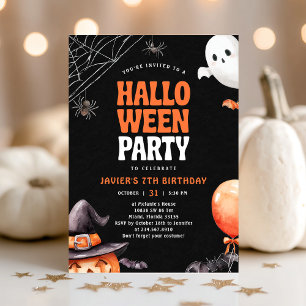 Halloween Birthday Party Black Orange Invitation