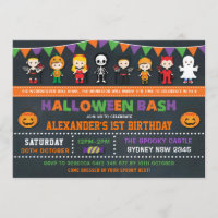 Halloween Birthday Party Chalkboard Jack O'Lantern Invitation