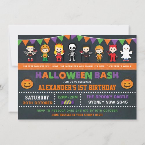 Halloween Birthday Party Chalkboard Jack OLantern Invitation
