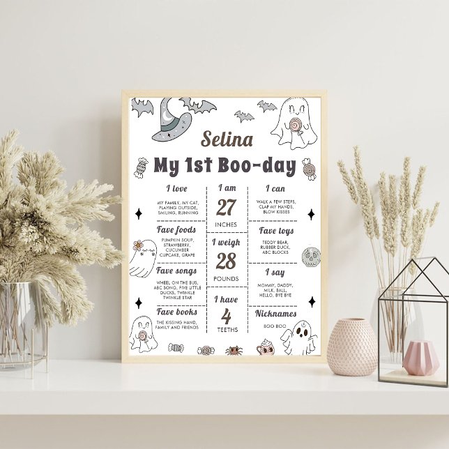 Halloween Birthday Party Cute Ghost Milestone Sign (Creator Uploaded)