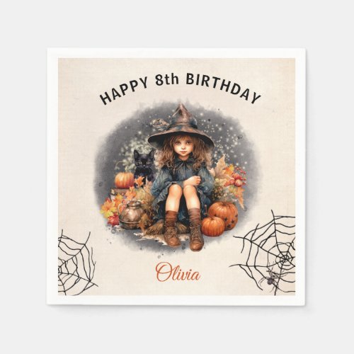 Halloween Birthday Party Girl Little Witch Napkins