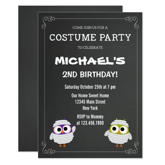 Halloween Birthday Party Invitation Chalkboard