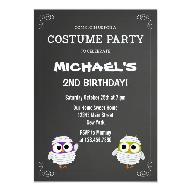 Halloween Birthday Party Invitation Chalkboard
