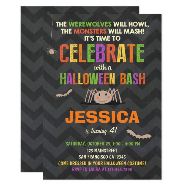 Halloween Birthday Party Invitation Costume Party