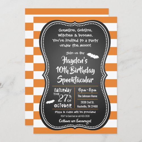 Halloween Birthday Party Kids Costume Invitation