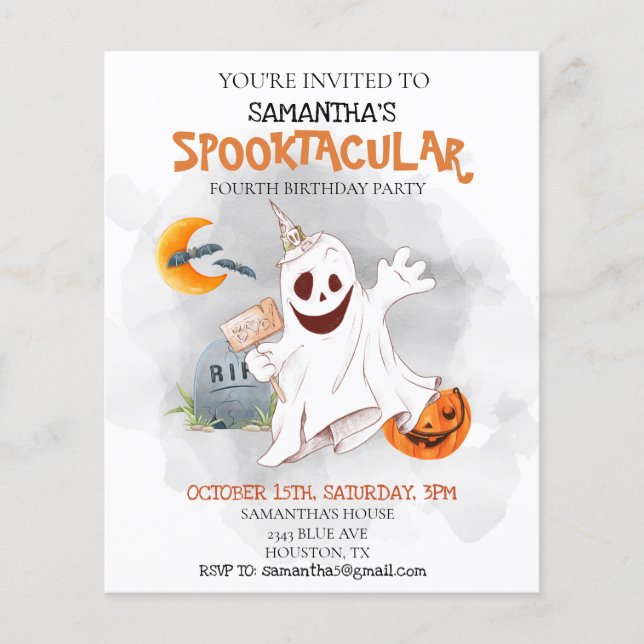 Halloween Birthday Party Kids Spooktacular Ghost  (Front)