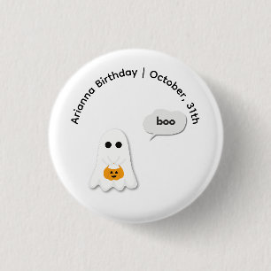 Halloween Birthday Party Minimal Ghost Design Button