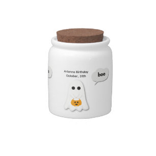 Halloween Birthday Party Minimal Ghost Design Candy Jar