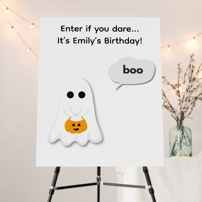 Halloween Birthday Party | Minimal Ghost Design Foam Board (In Situ (Stand))
