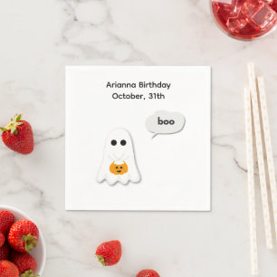 Halloween Birthday Party Minimal Ghost Design Napkins