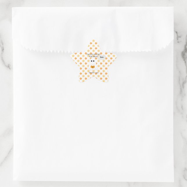 Halloween Birthday Party | Minimal Ghost Design Star Sticker (Bag)