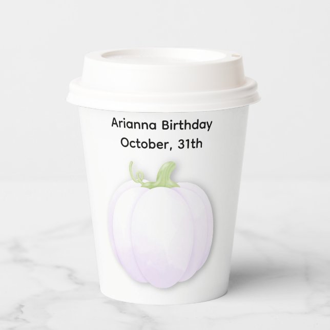 Halloween Birthday Party | Minimal Pumpkin Design Paper Cups (Front)